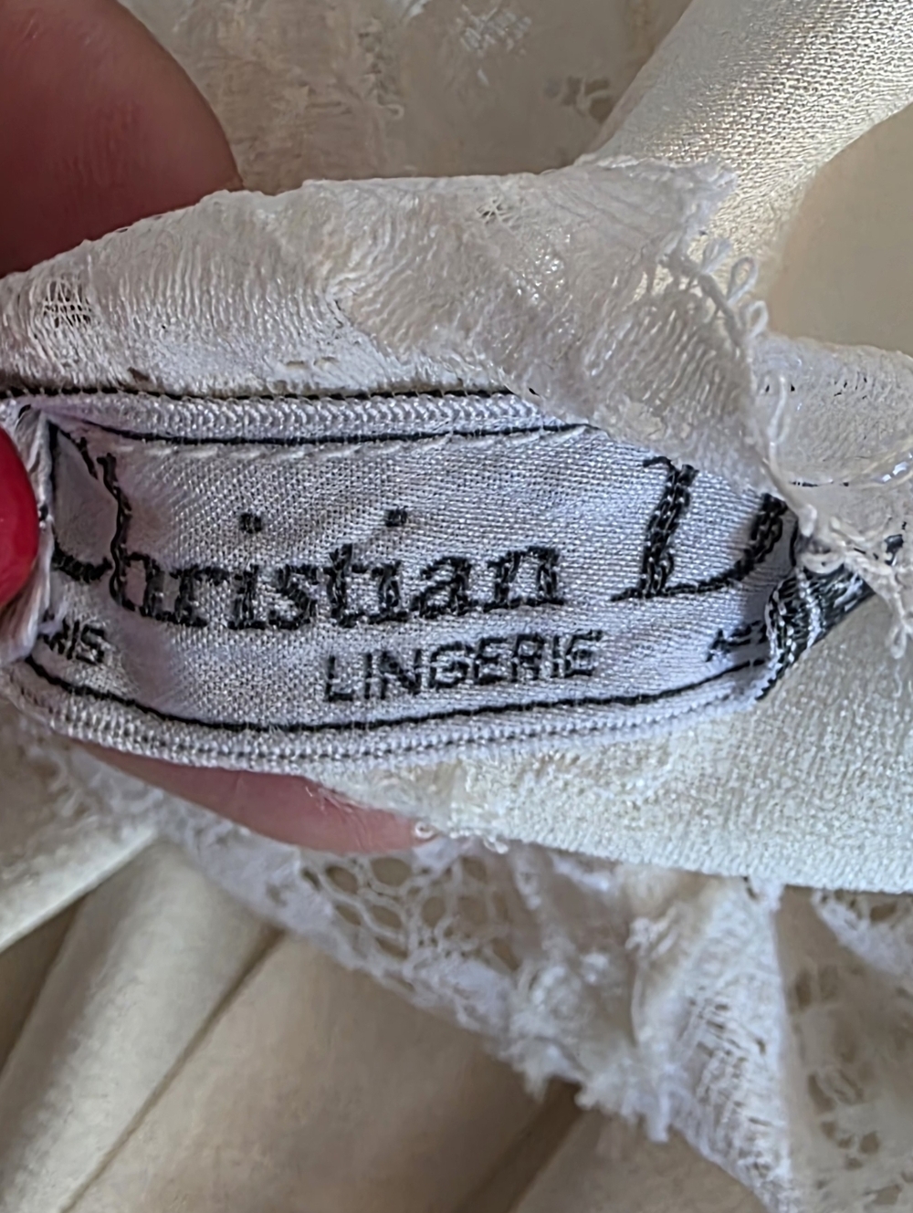 Christian Dior Vintage Ivory Lace  Trim Maxi Nightgown Slip Dress S - Picture 15 of 16